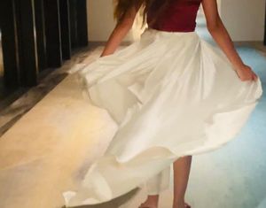 Self designed White long skirt