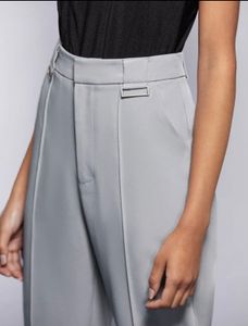Chic Grey High-Waisted Tailored Ankle Pants