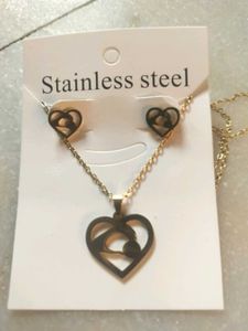 Heart Pendant Necklace &amp; Earrings Set