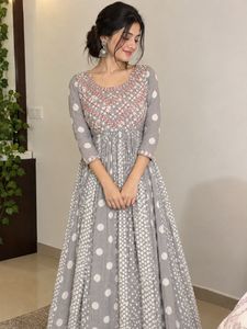 Chic Polka Dot Ethnic Gown