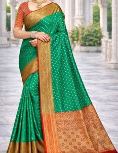 Elegant Green Saree with Gold Border
