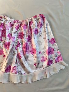 Rose print satin shorts
