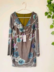 Sheer Floral Print Bodycon Dress