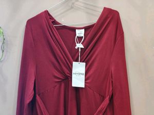 Elegant Red Long Sleeve Ruched Dress