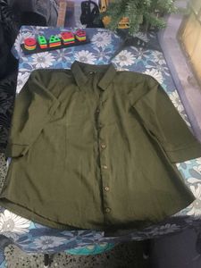 Olive Green Button-Up Shirt