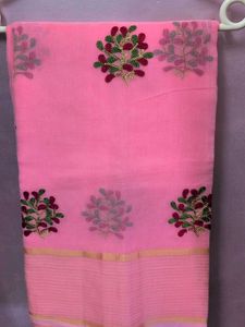 New Pink Embroidered Saree