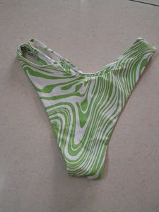 S Lime Green Swirl Print Bikini Bottoms