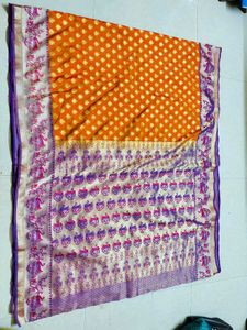 Exquisite Orange Brocade Saree