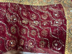 Elegant Maroon &amp; Gold Embroidered Saree