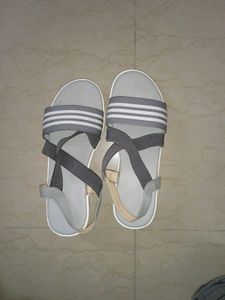 Cement Sky-blue Heel Belt Slippers