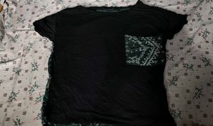 Black T-Shirt with Tribal Pocket and back design