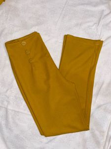 Mustard Yellow Button-Front Pants