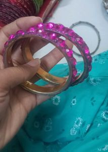 Stunning Pink Rhinestone Bangles