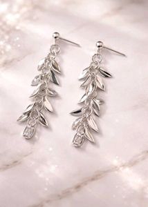 Silver Leaf Dangle Earrings