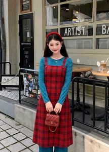 Cherry Plaid Layered Dress Set