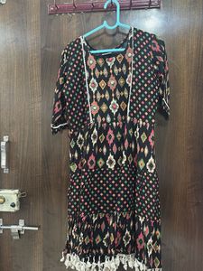 Bohemian Print Kurta with Tassels