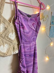 Purple Marble Print Ruched Bodycon Dress 💜