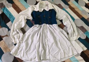 Denim Bodice White Dress