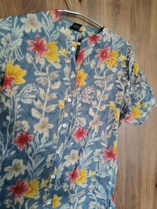 Blue Floral mid length kurti