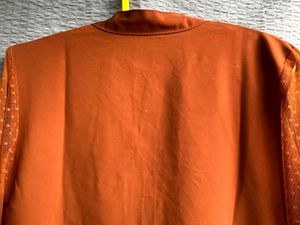 Elegant Copper Satin Blouse with Mesh Detail
