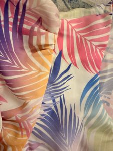 Tropical Print Square Neck Long Sleeve  Crop Top