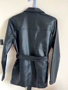 Black Faux Leather Trench Coat