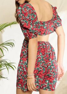 Chic Floral Print Cutout Mini jumpsuit