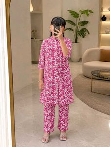 Pink Floral Kurta Set for Women