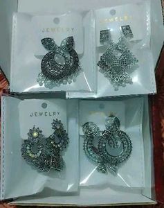 pack of 4 oxidized Jhumkhas