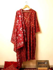 ✨Festive Special Maroon Printed Anarkali Kurta &amp; D