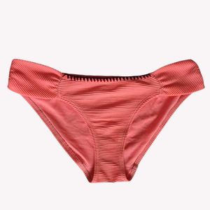 Coral Ribbed Bikini Bottom