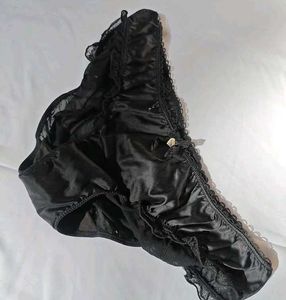 Satin Black Lace Trim Panty