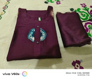 Maroon Tie-Dye Kurta and Dupatta