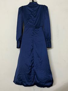 Pintresty silk Elegant Navy Blue Satin Dress