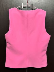 Zara Pink Square Neck Sleeveless Top