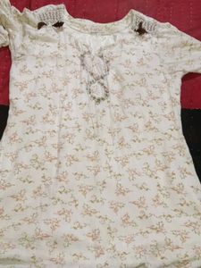 White Floral Print Kurti