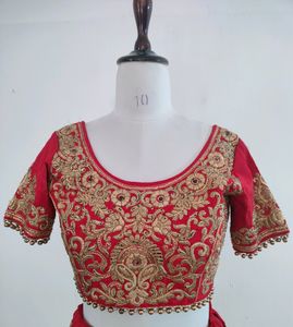 Red With Gold Embroidery Bridal Lehenga (Women's)