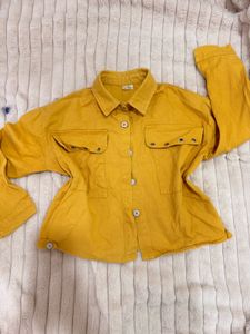 Yellow Button-Up Shirt with Pockets