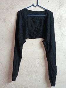 Winter Open Front Shrug Cropped Black 🖤