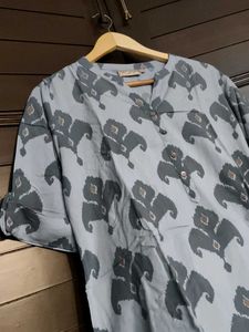 Utsa Stylish Blue Viscose Printed Kurta