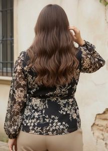 Chic Floral Wrap Blouse