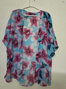 Floral Print shrug with embroidered Kurti