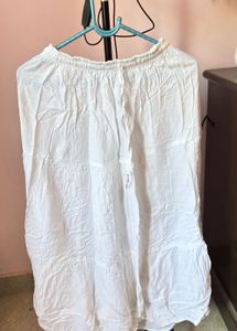 Tiered White Ethnic Skirt