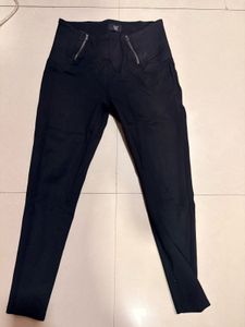Black Zip Detail High Waisted Pants