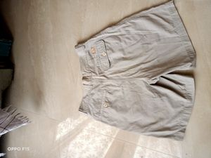 Beige Short Cotton Pants