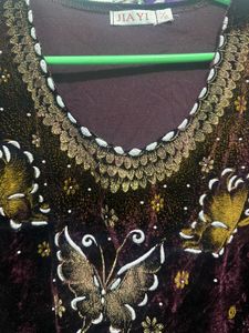 Embellished Velvet top with Butterfly Motifs