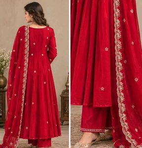 Red Embroidered Kurta Set with Dupatta