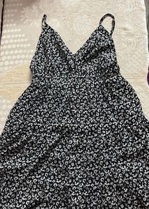 Chic Floral Print Midi Dress black - S