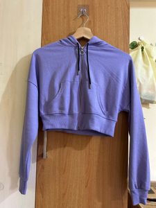 Cropped Lavender Zip-Up Hoodie