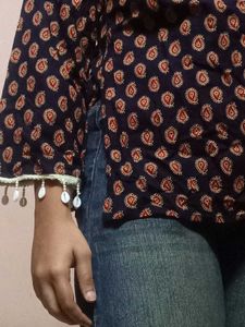 blue Print Top with Shells